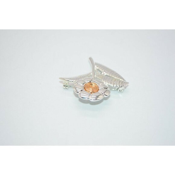 Danecraft Dual Tone Gold Silver Tone Flower Brooch - Picture 3 of 4